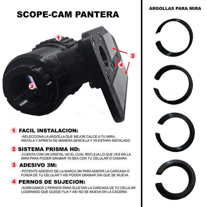Sistema De Grabación Mira Rifle Scope Cam Pantera Tipo Side Shot para Celular